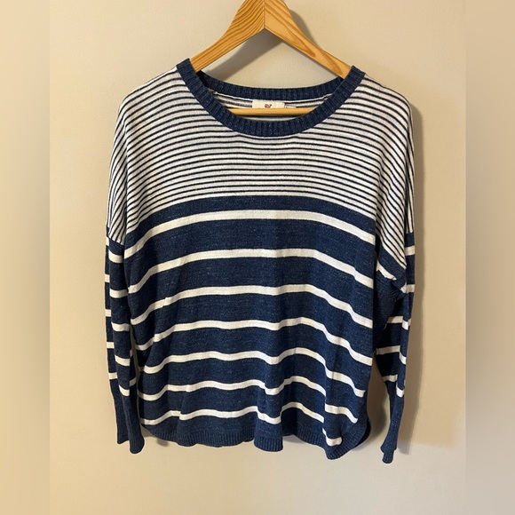 Vineyard Vines Stripe 100% Cotton Sweater Blue Size Large - Picture 4 of 9